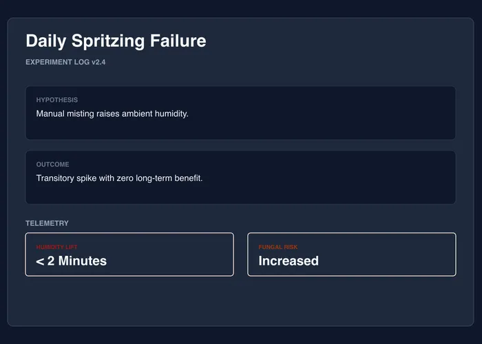 Daily misting failure experiment illustration